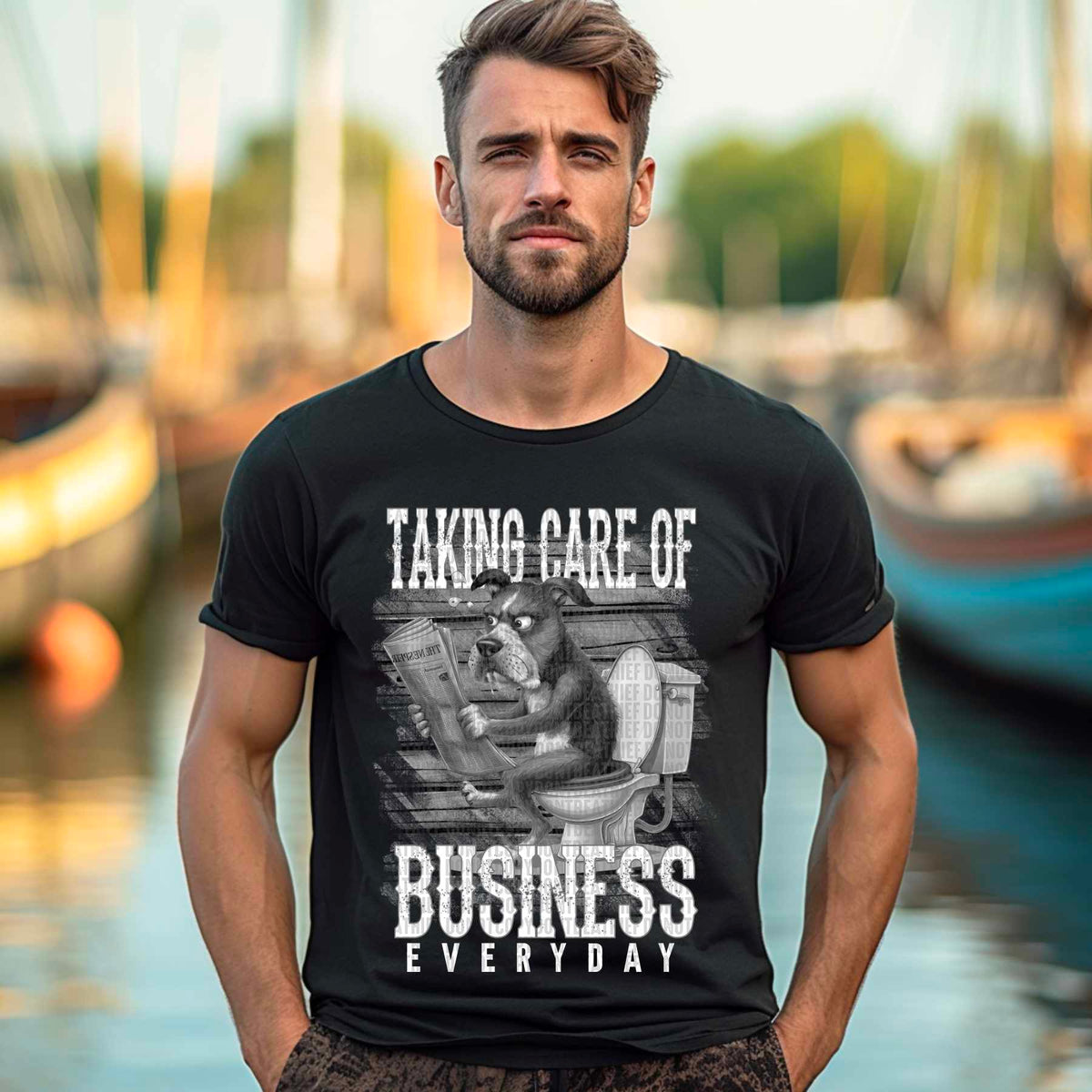 Taking care of business everyday dog white font 41580 DTF transfer