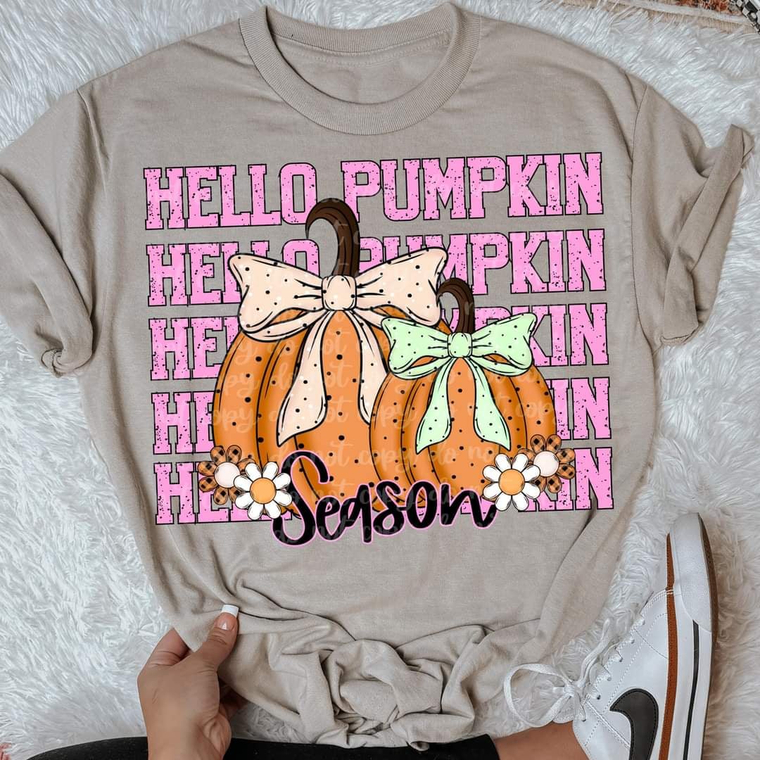 Hello pumpkin season pink stacked (VIRGO) 43194 DTF transfer