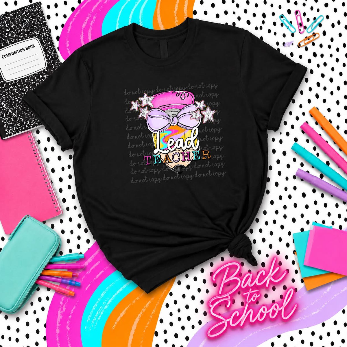 Lead teacher pencil purple bow (PH) DTF Transfer
