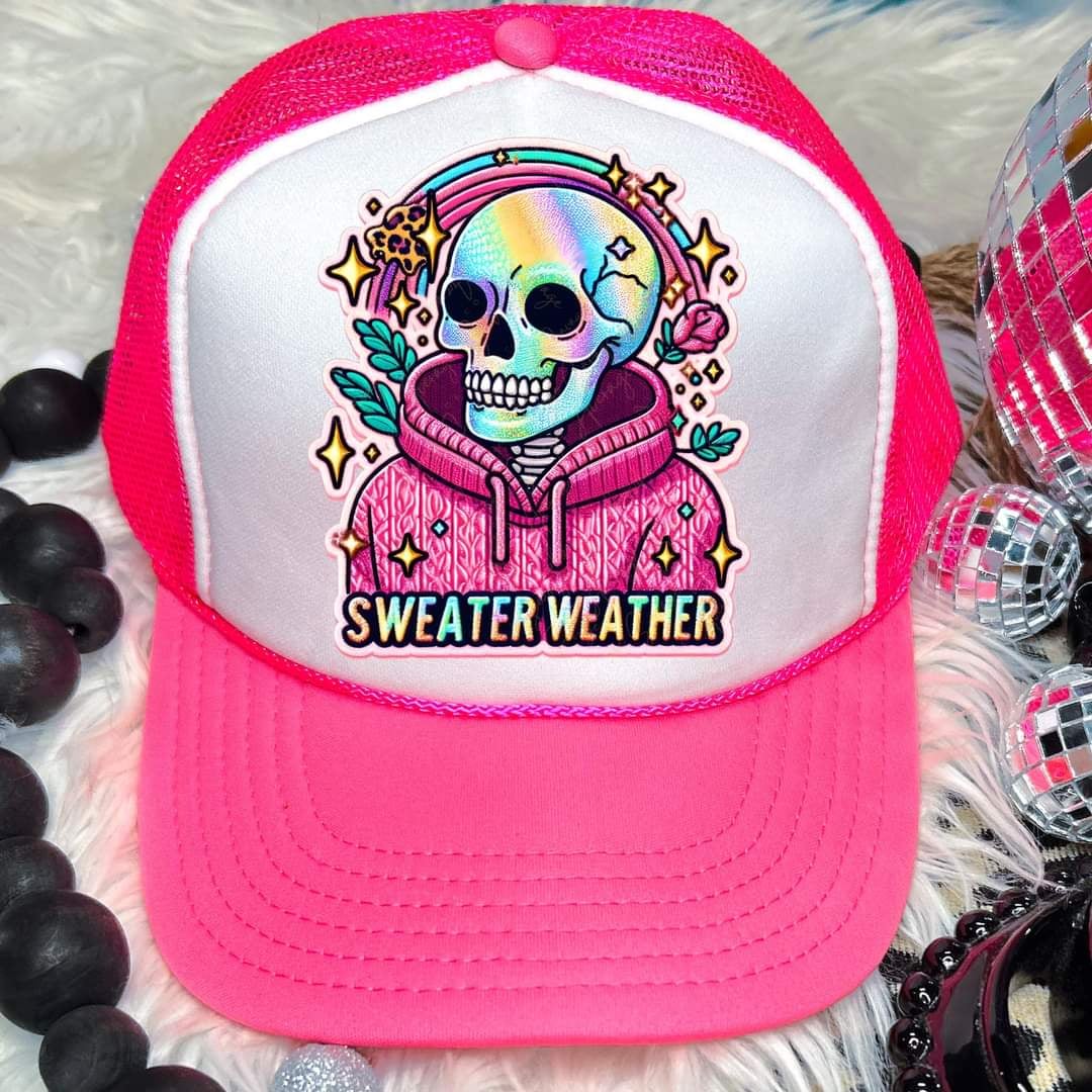 Sweater weather pink hoodie hat patch 41937 DTF transfer
