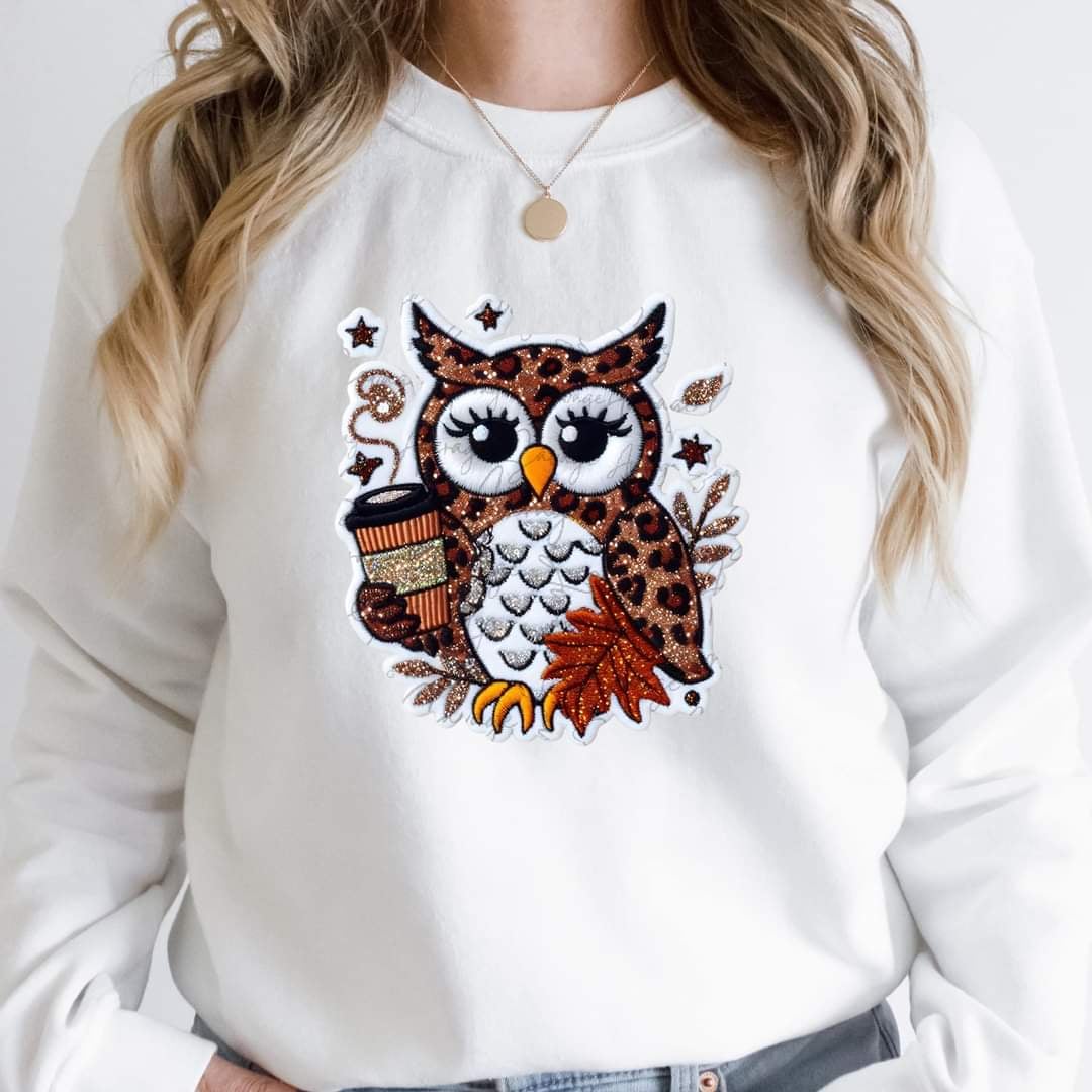 Leopard owl with latte 41908 DTF transfer