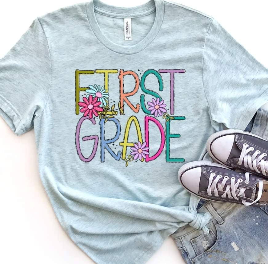 First grade colorful with flowers 39855 DTF transfer