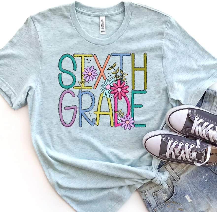 Sixth grade colorful with flowers 39860 DTF transfer