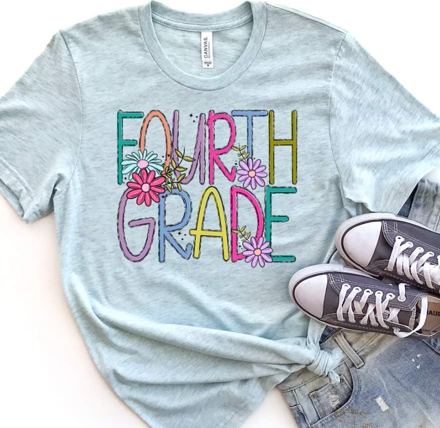 Fourth grade colorful with flowers 39858 DTF transfer