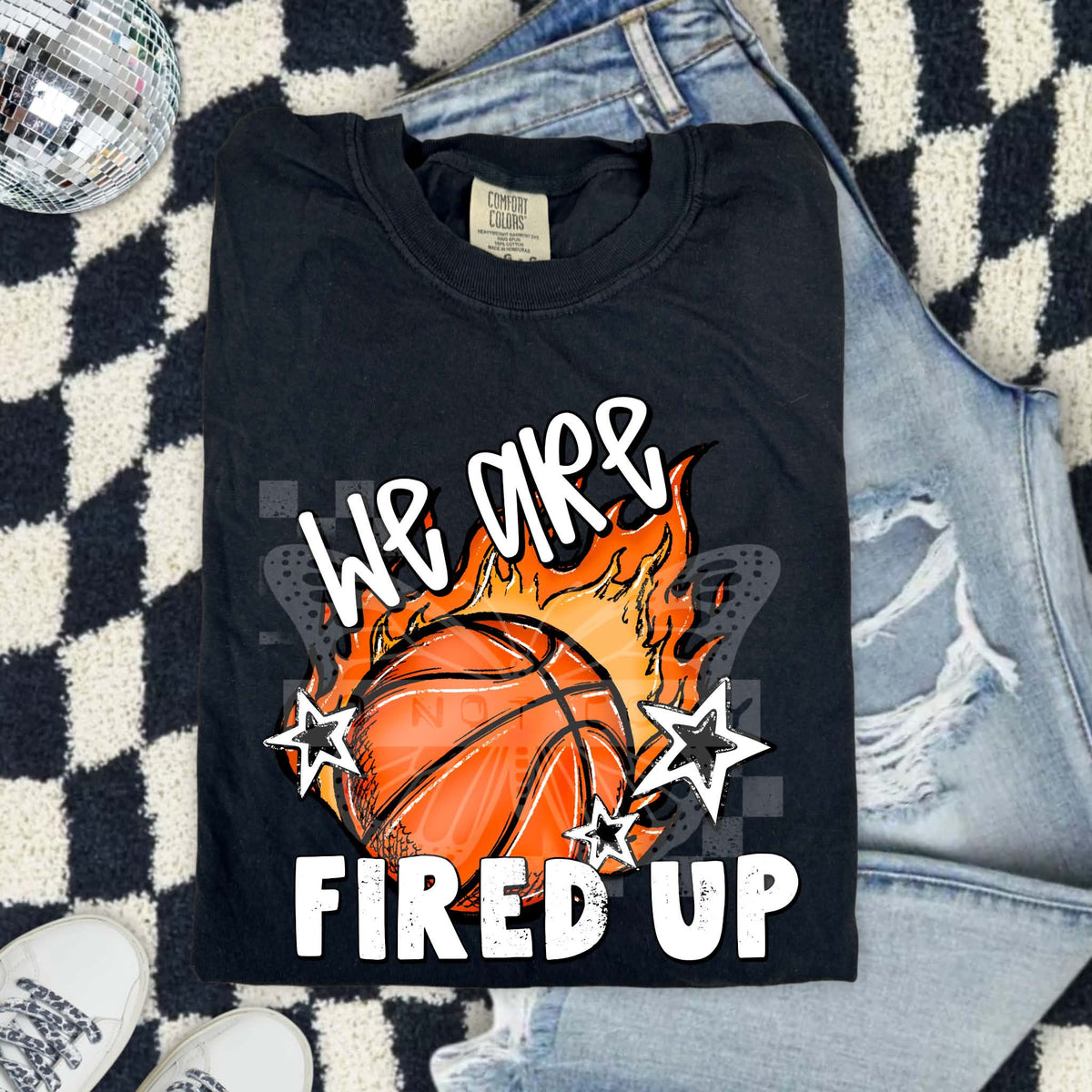 We are fired up flaming basketball (PH) DTF Transfer