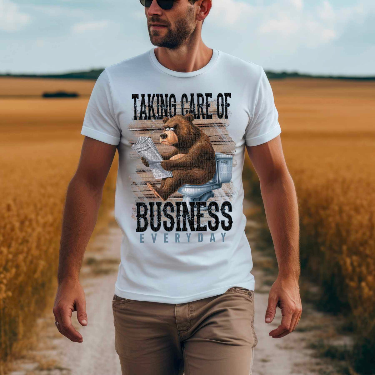 Taking care of business everyday bear black font 41577 DTF transfer