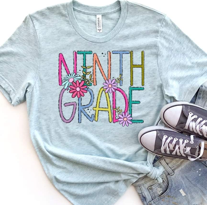 Ninth grade colorful with flowers 39863 DTF transfer