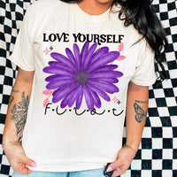 Love yourself first purple flower (VIRGO) 41743 DTF transfer