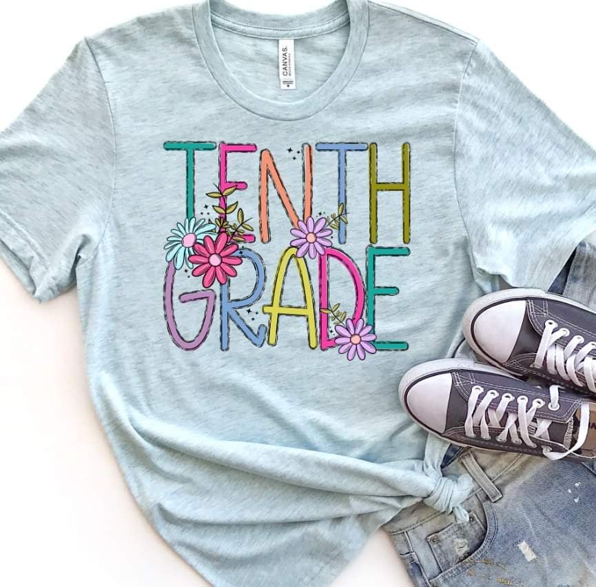 Tenth grade colorful with flowers 39864 DTF transfer
