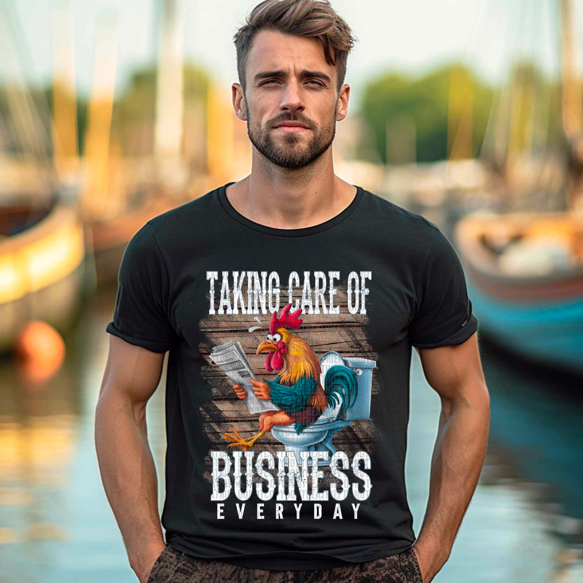 Taking care of business everyday rooster white font 41581 DTF transfer