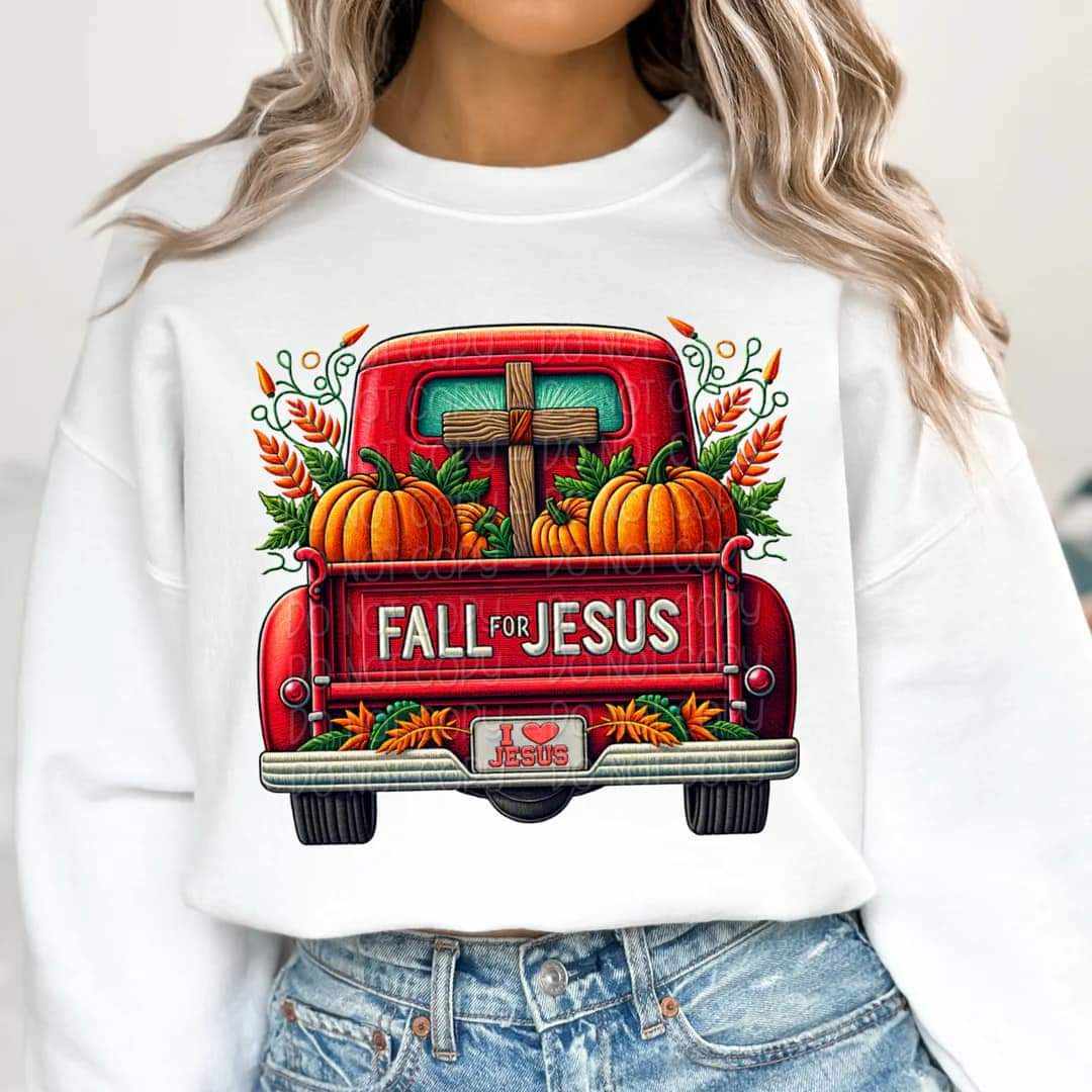 Fall for jesus red truck 41518 DTF transfer