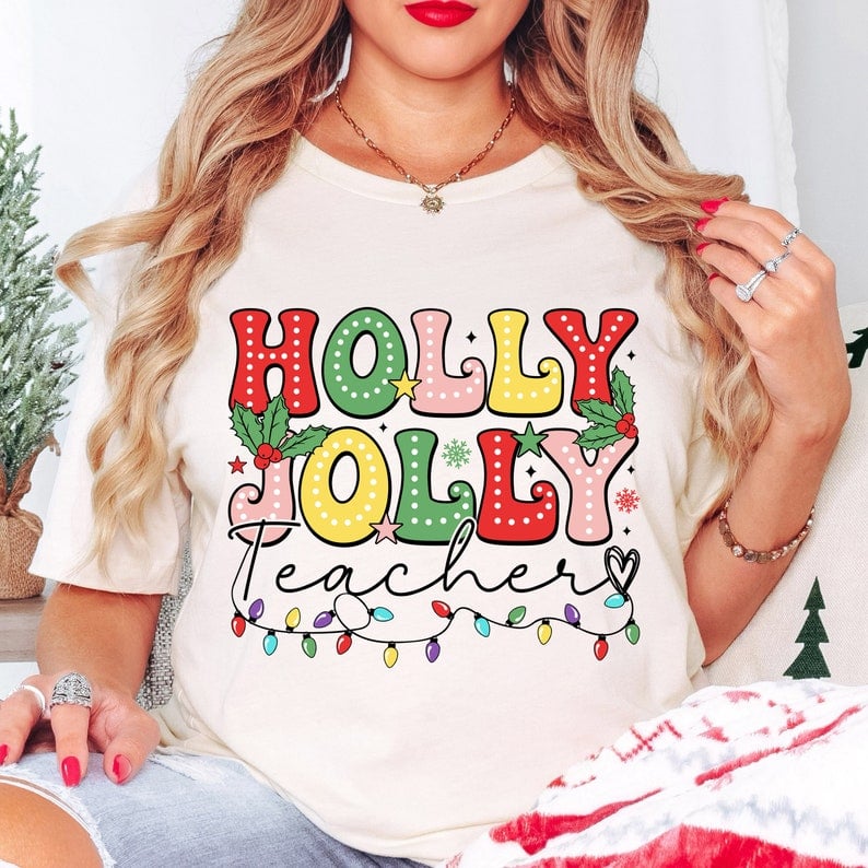 Holly jolly teacher 43018 DTF transfers