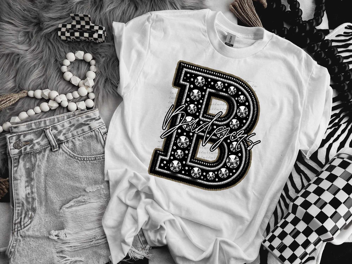 B badgers rhinestone (CITY) 41408 DTF TRANSFER