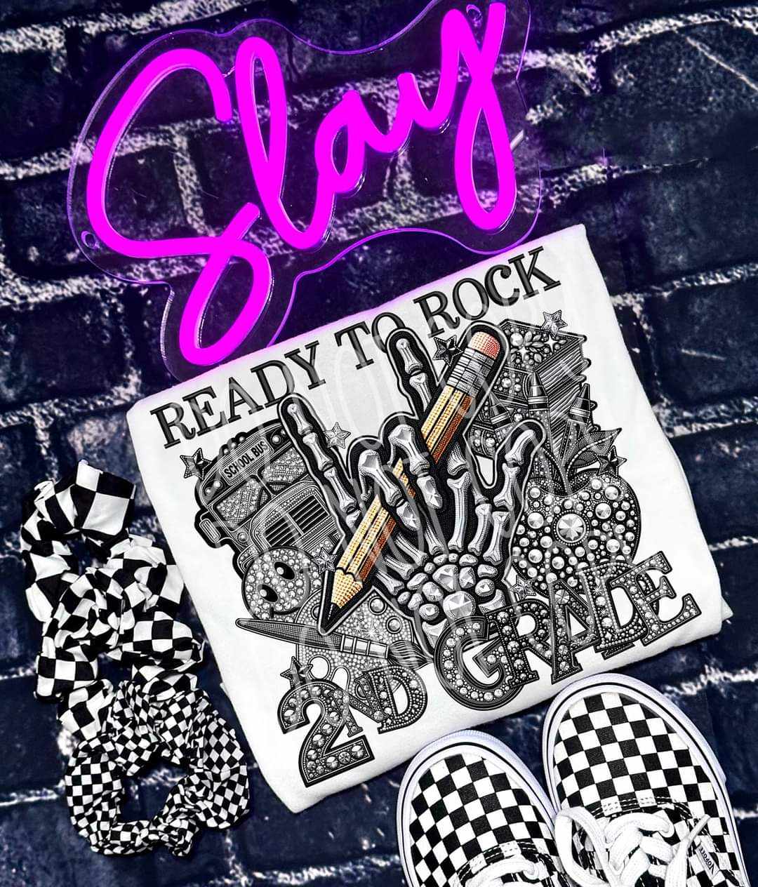 Ready to rock 2nd grade rhinestone 41124 DTF transfer