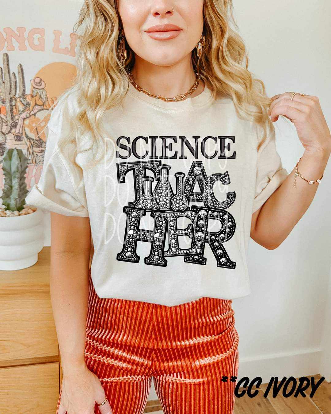 Science teacher rhinestone 41146 DTF transfer