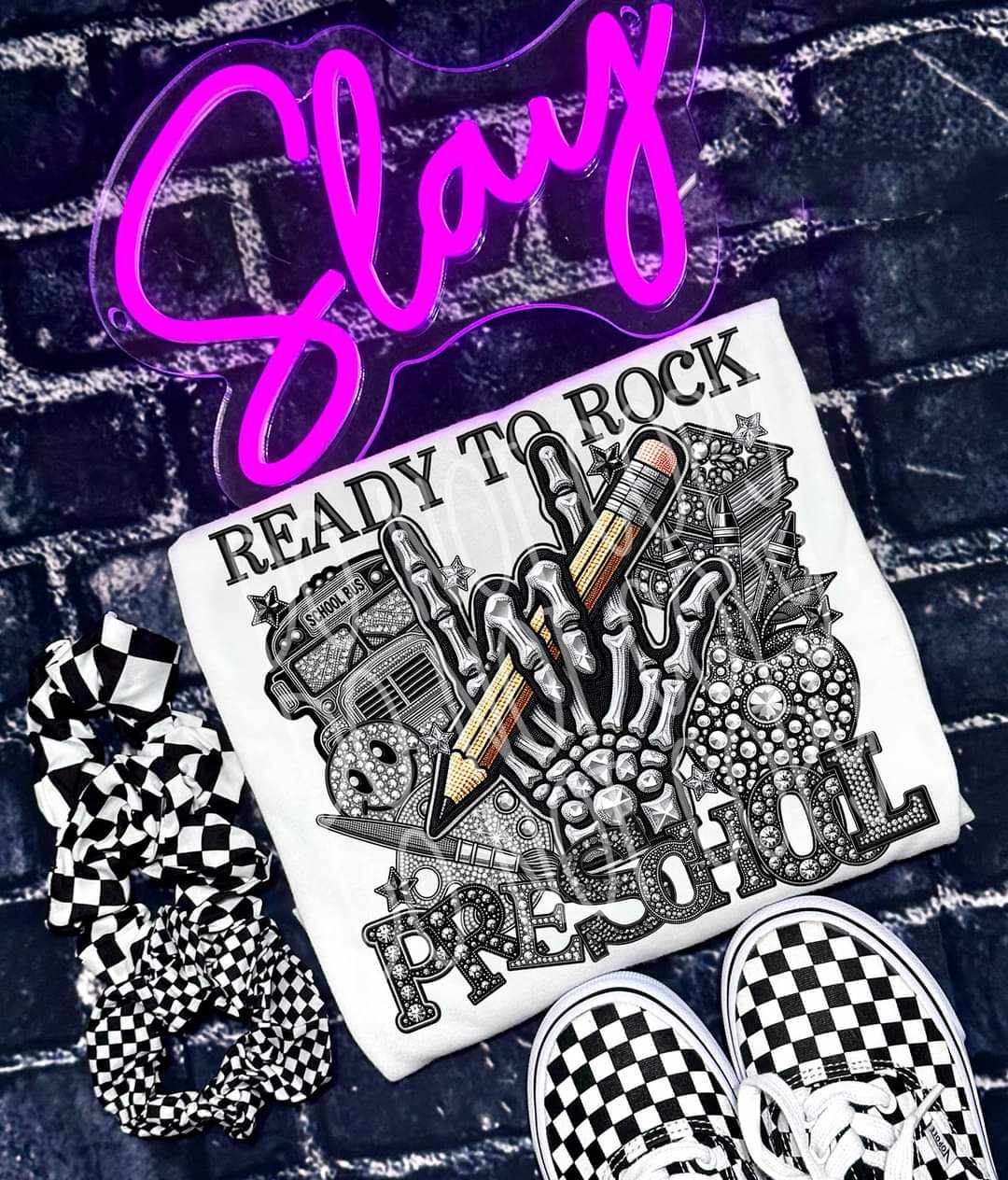 Ready to rock preschool rhinestone 41258 DTF TRANSFER