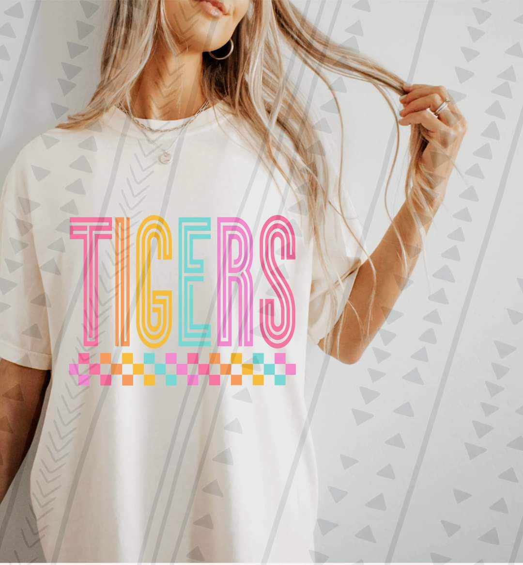 Tigers colorful retro 41673 DTF transfer