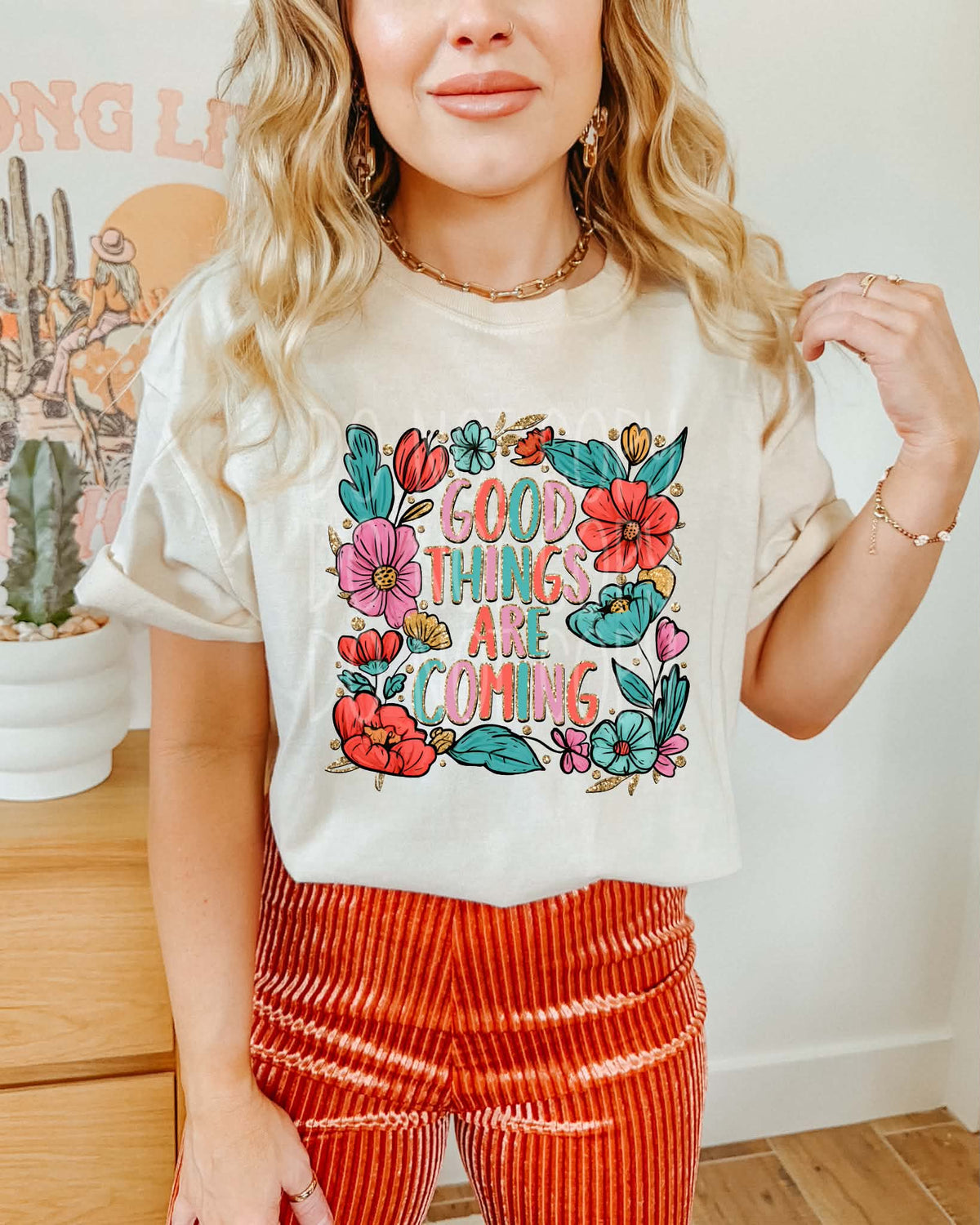 Good things are coming floral frame (PH) DTF Transfer