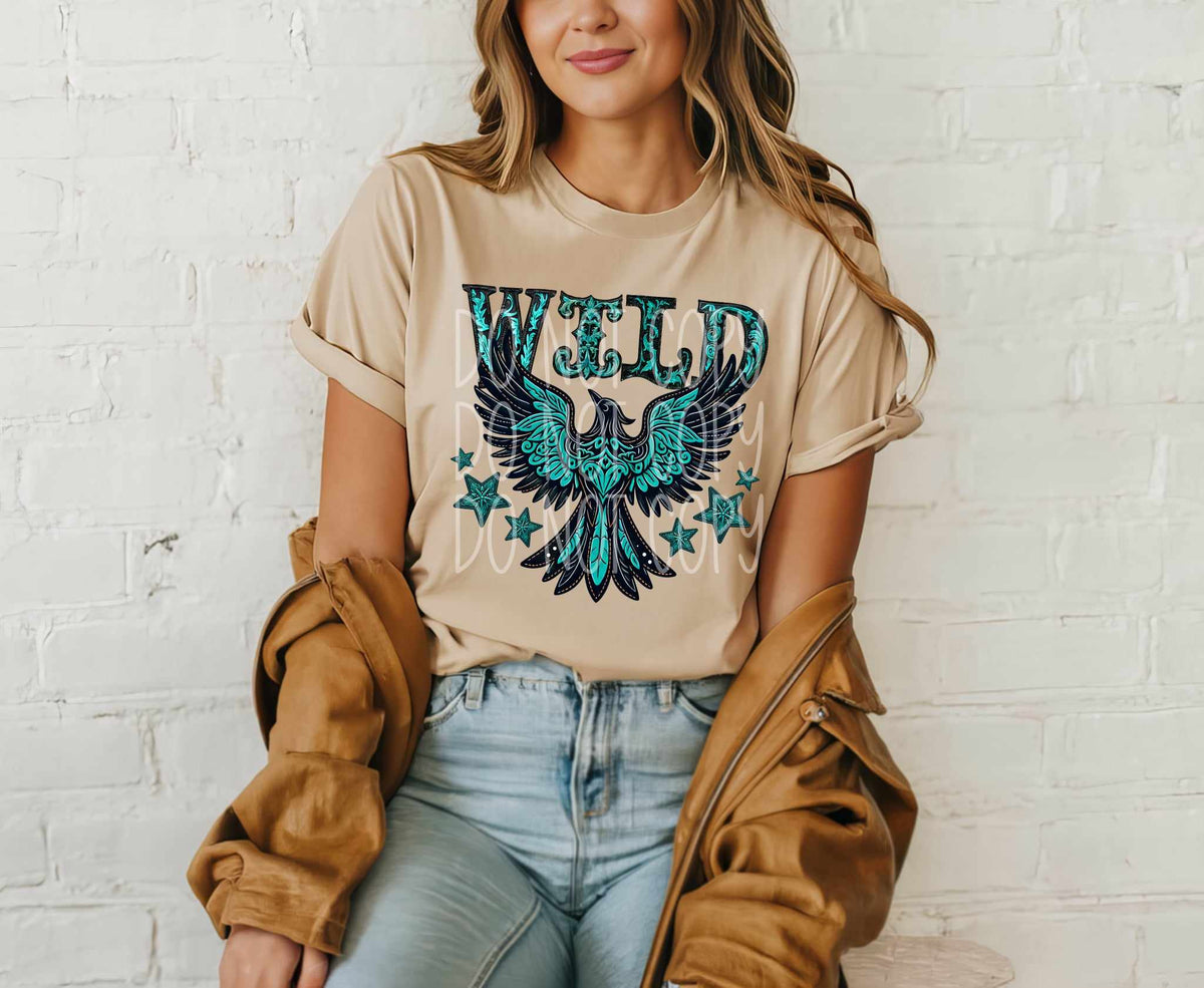 Wild teal bird 43212 DTF transfer