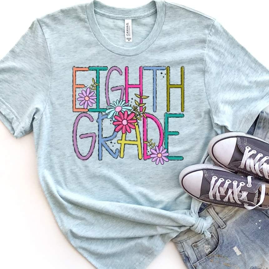 Eighth grade colorful with flowers 39862 DTF transfer