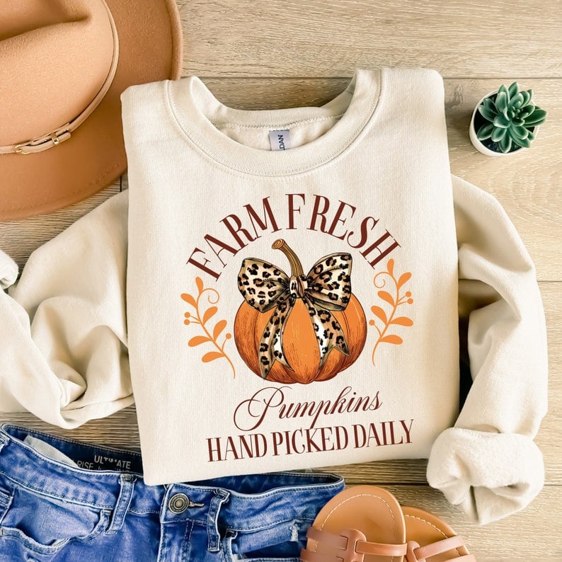 Farm fresh pumpkins leopard bow 41960 DTF transfer
