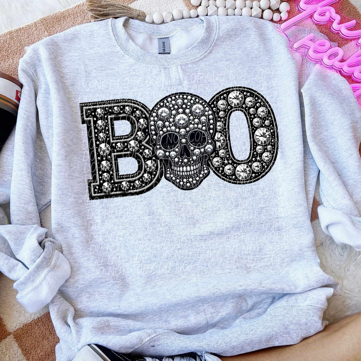 Boo skull rhinestone (CITY) 43109 DTF transfer