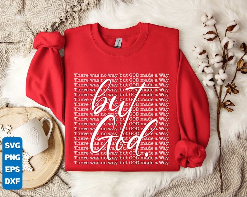 But god white words DTF transfer