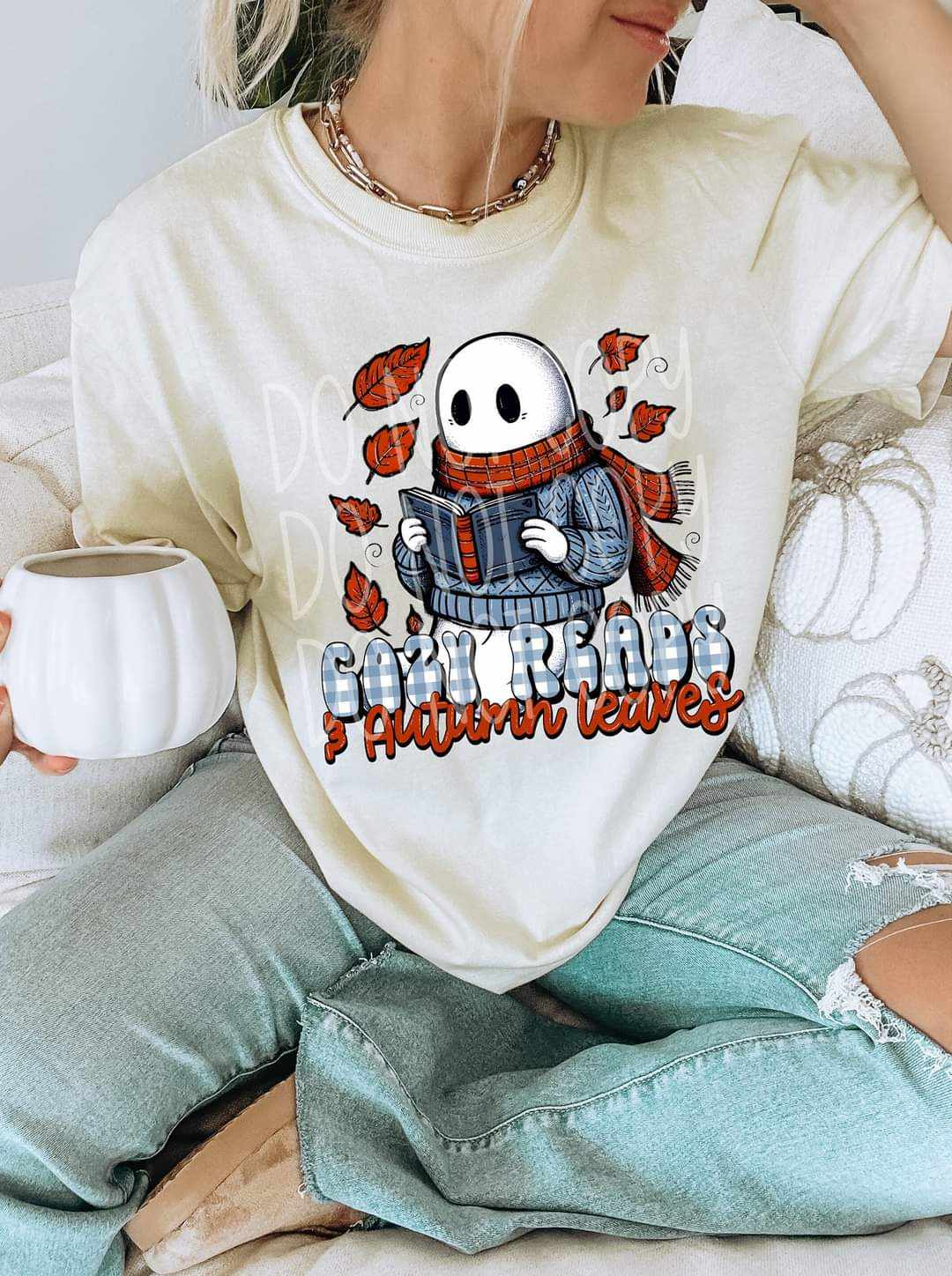 Cozy reads & autumm leaves 41734 DTF transfer