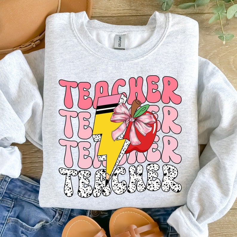 Teacher stacked pencil and apple 41951 DTF transfer