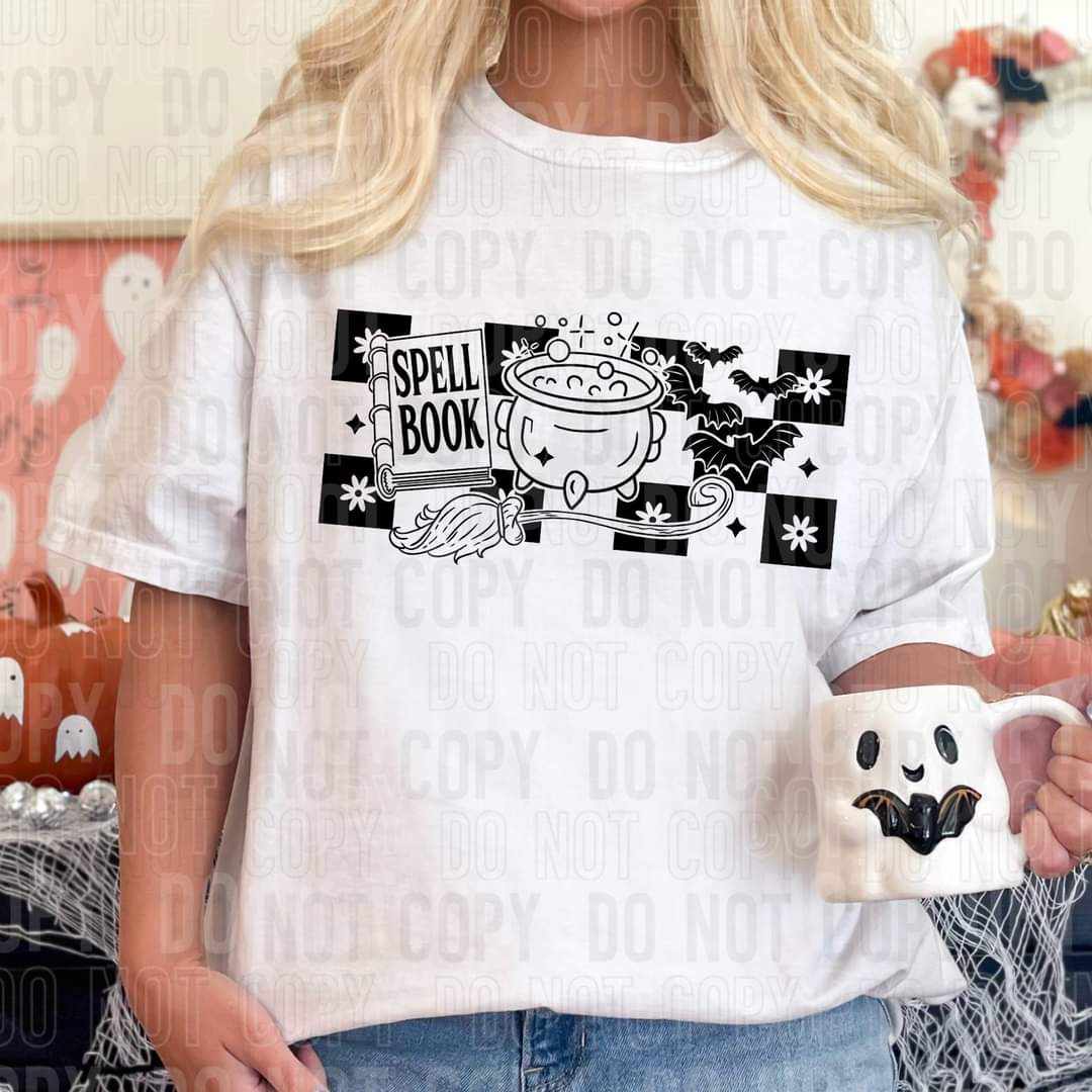Witch items checkered background (SBB) 43285 DTF transfer