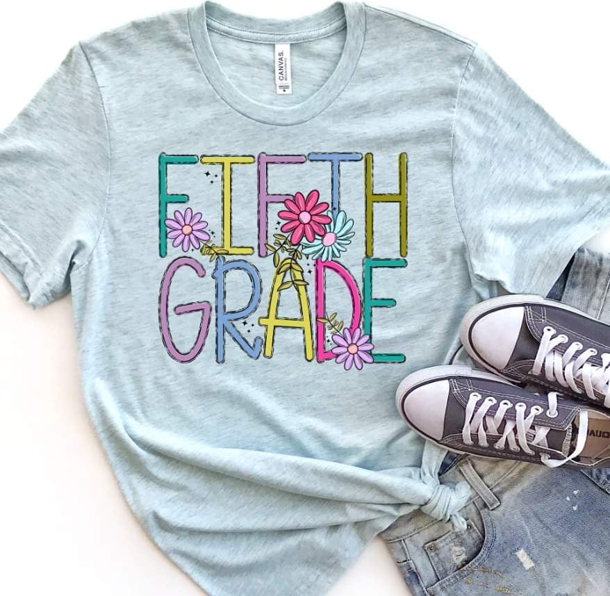 Fifth grade colorful with flowers 39859 DTF transfer
