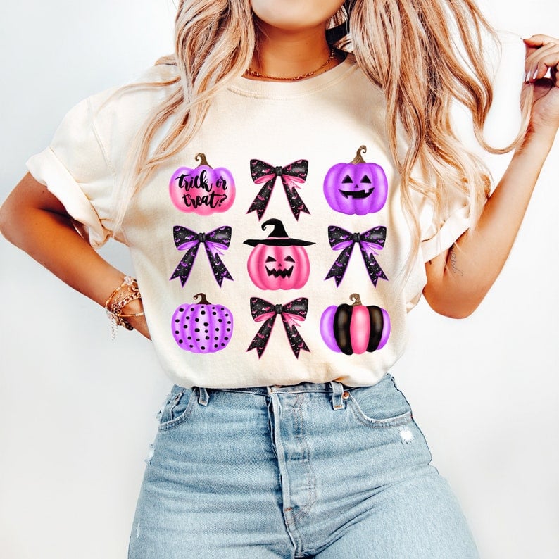 Trick or treat pink and purple collage 41913 DTF transfer