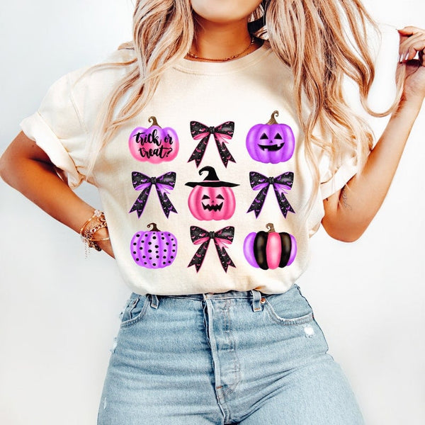 Trick or treat pink and purple collage 41913 DTF transfer