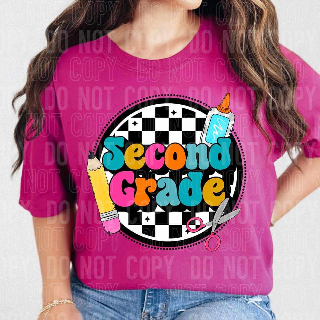 Second grade checkered circle (SBB) 43293 DTF transfer