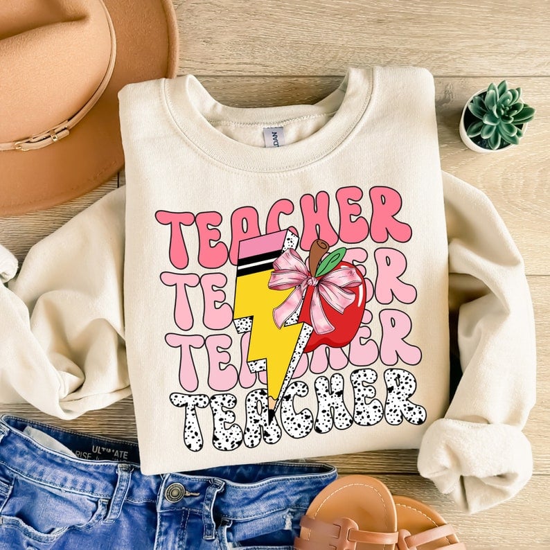 Teacher stacked pencil and apple 41951 DTF transfer