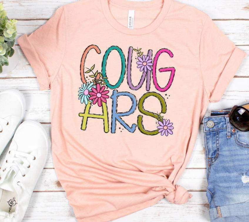Cougars colorful with flowers (S&G) 41261 DTF TRANSFER