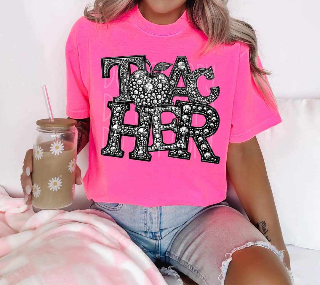 Teacher rhinestone 41132 DTF transfer