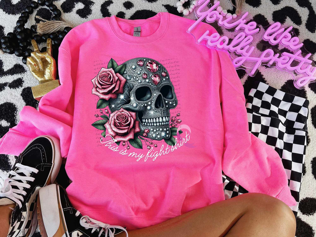 This is my fight shirt rhinestone skull 41196 DTF TRANSFER