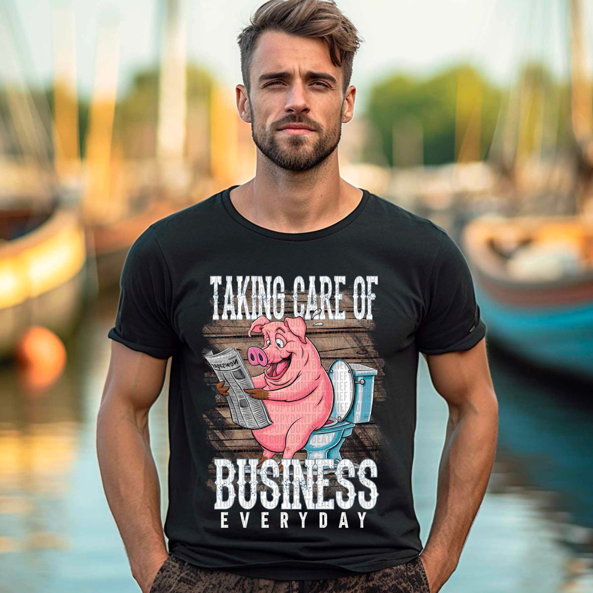 Taking care of business everyday pig white font 41587 DTF transfer