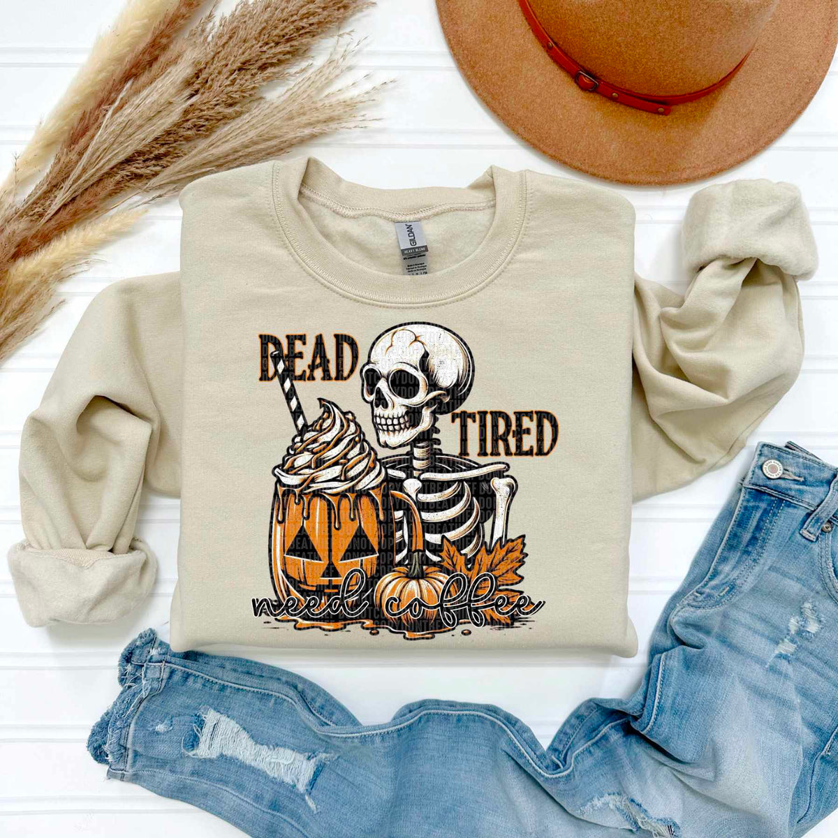 Dead tired skellie pumpkin mug 43064 DTF transfers