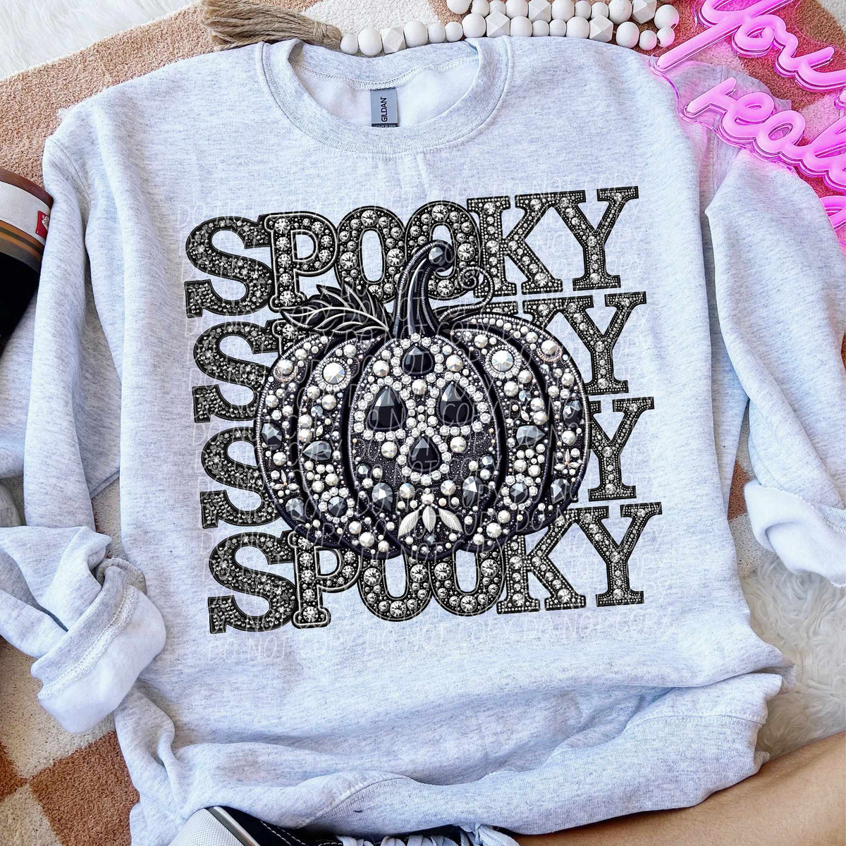Spooky stacked pumpkin rhinestone (CITY) 43098 DTF transfer