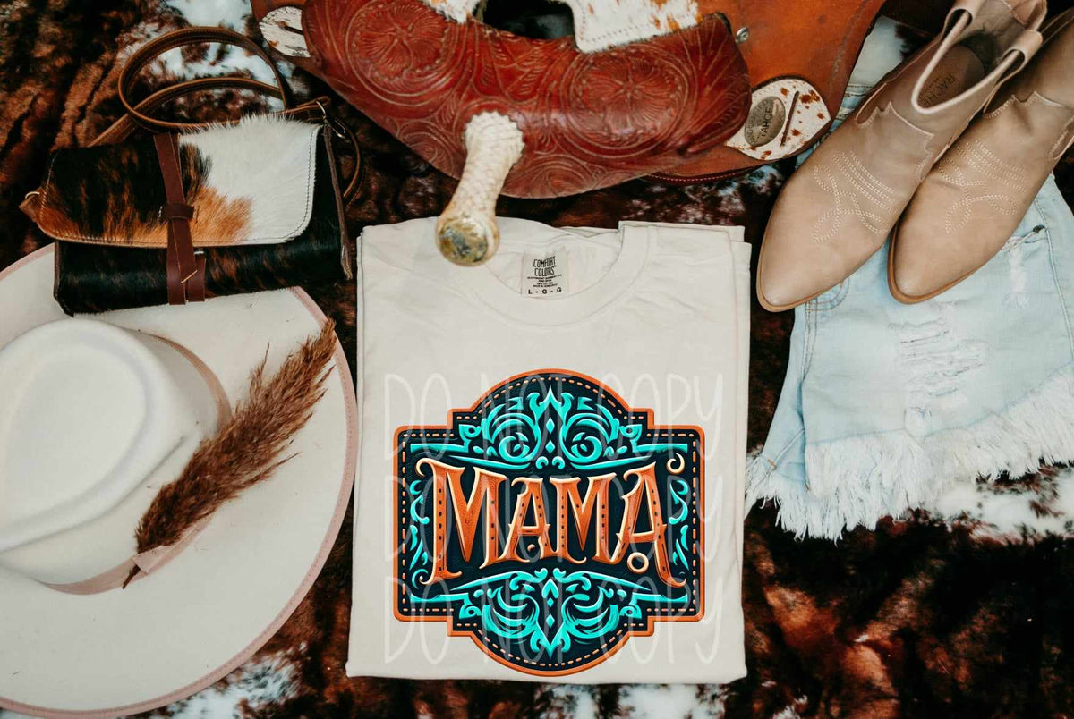Mama teal background 43210 DTF transfer