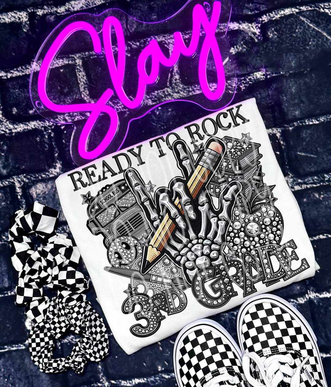 Ready to rock 3rd grade rhinestone 41125 DTF transfer