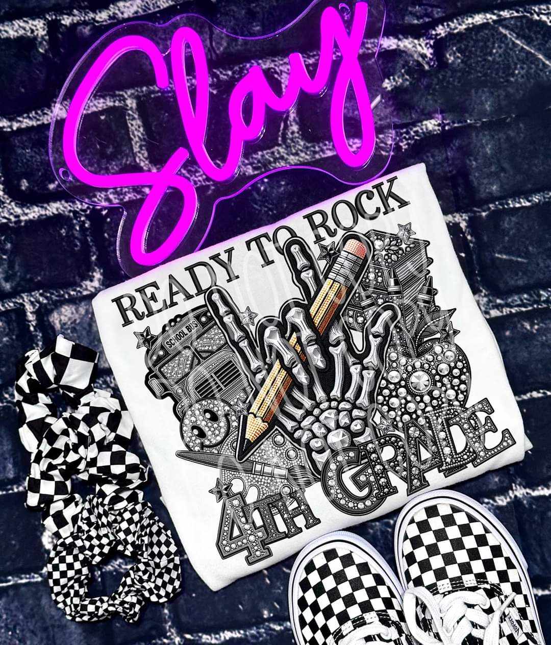 Ready to rock 4th grade rhinestone 41126 DTF transfer