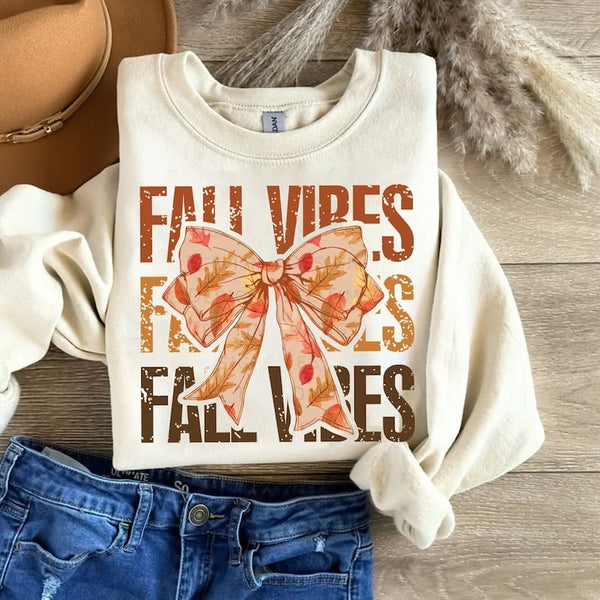 Fall vibes stacked bow 41914 DTF transfer