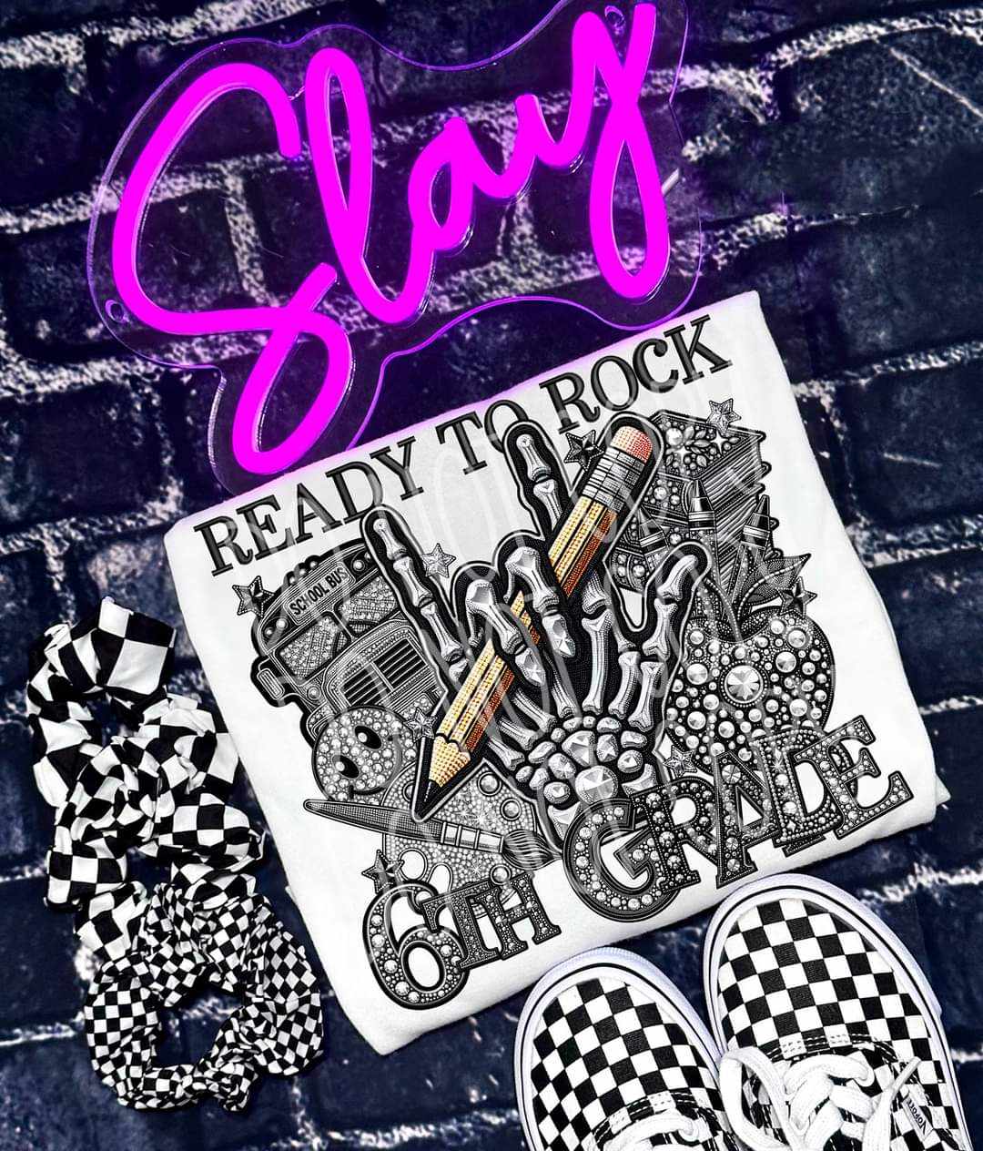 Ready to rock 6th grade rhinestone 41131 DTF transfer