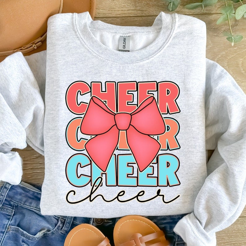 Cheer stacked red bow 41944 DTF transfer