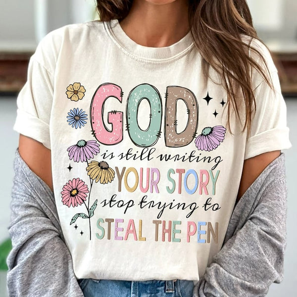 God is still writing your story pastel 41923 DTF transfer