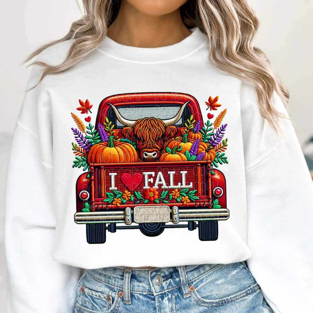 I love fall red truck 41517 DTF transfer