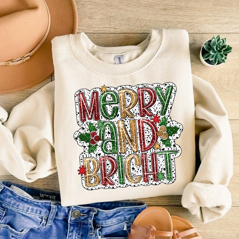 Merry and bright dalmation background 41932 DTF transfer
